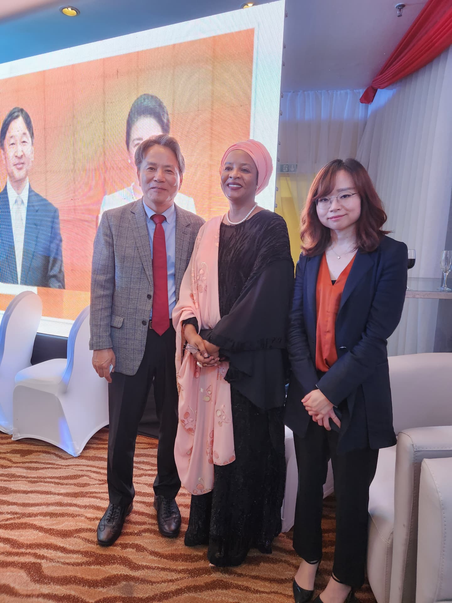 Saratu Umar with fellow guests at an international reception