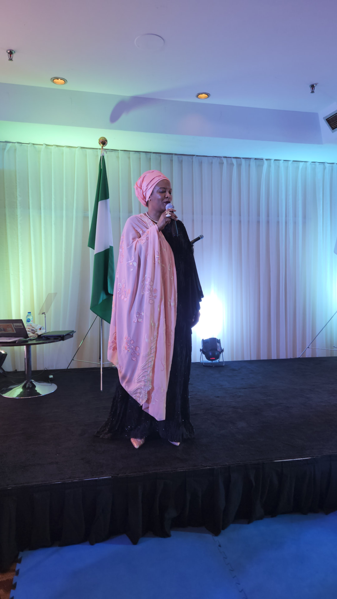 Saratu Umar delivering remarks at a public event