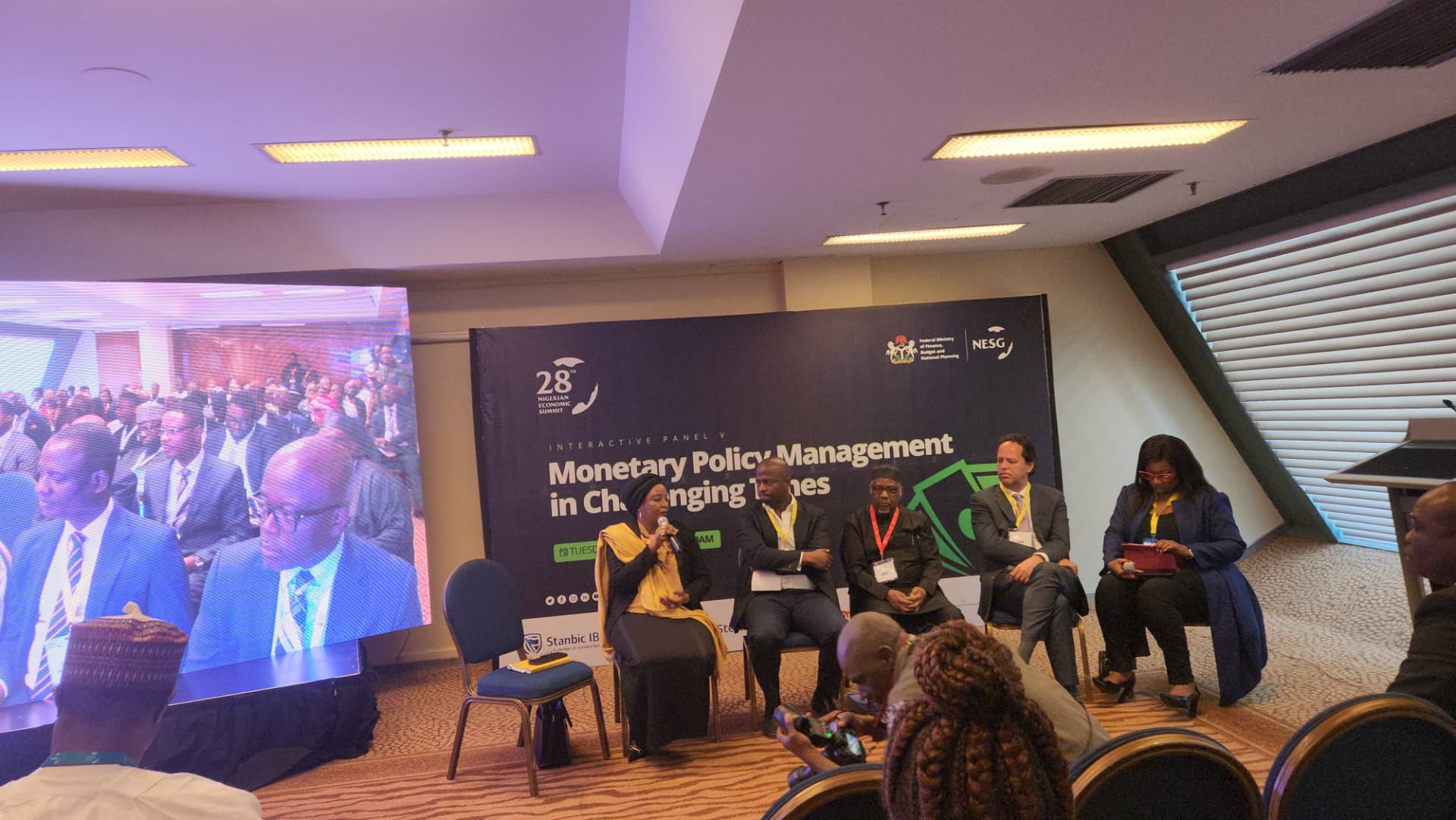 Saratu Umar speaking on a panel at the Nigerian Economic Summit
